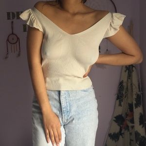 ruffle sleeve knit tank